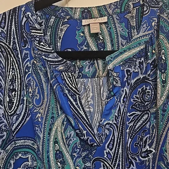 Roz & Ali Paisley Blouse 2x - Picture 2 of 6